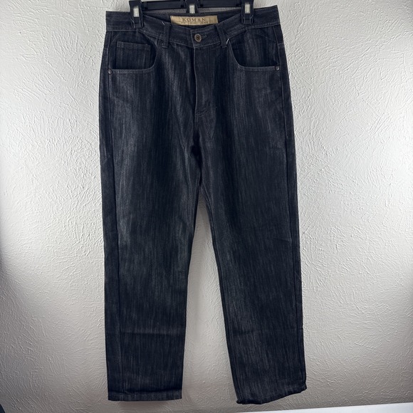 Vintage Koman Jeans Mens 34x32 Relaxed Straight BlackDenim Flap Pocket - Picture 1 of 12
